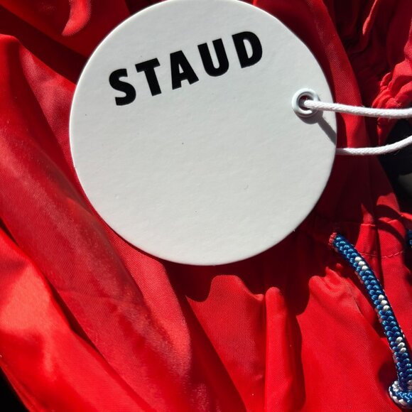 NWT STAUD Romina Ruched Tube Dress 2 XS Sporty Strapless Recycled Nylon Satin - Picture 9 of 10